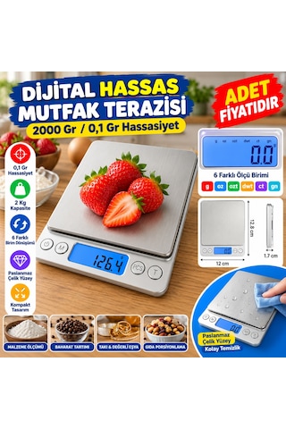 Kahveci.store Dijital Hassas Mutfak Terazisi Hassas Tartı 2000 Gr/01 Gr Hassasiyet Adet Fiyatıdır 22 Çok Renkli