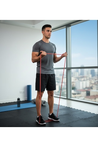 1 Adet Direnç Lastiği 208cm X 2,5x21mm 5,5-7kg Latex Pilates Yoga Spor Egzersiz Fizik Direnç Lastiği Güç Bandı Kırmızı