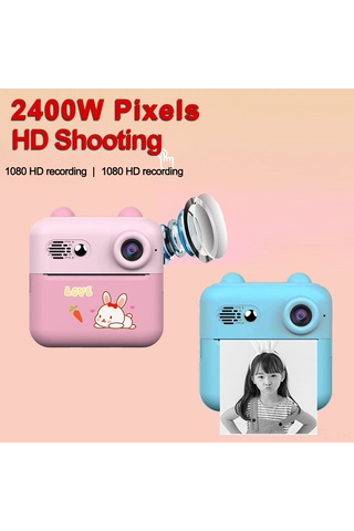 Lemestar Mavi Çocuklar İçin 2.4" Ekranlı Termal Yazıcı - 1080p Kayıt, 2400w Piksel, 200dpı, 1000mah Pil + 1 Rol Kağıt Dahil