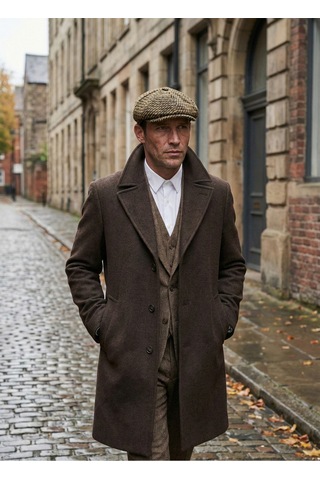 Emybox Erkek Kaşe 8 Köşe Kasket Şapka Klasik Retro- Peaky Blinders Tarzı Lastikli Standart Beden N