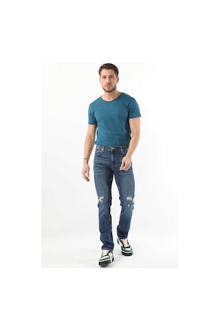 Erkek Dizi Yırtık Jean Pantolon Mavi 001