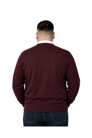 Battalmoda Erkek Büyük Beden Bordo Cepli Düğmeli Triko Hırka 3xl-4xl-5xl-6xl
