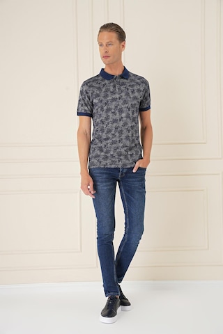 Efor Slim Fit Dal Yaprak Desen Polo Yaka Pamuklu Lacivert Tişört Ts 884 Lacivert
