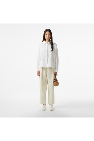 Nautica Kadın Beyaz Oversize Fit Gömlek Düz 55w072t Beyaz