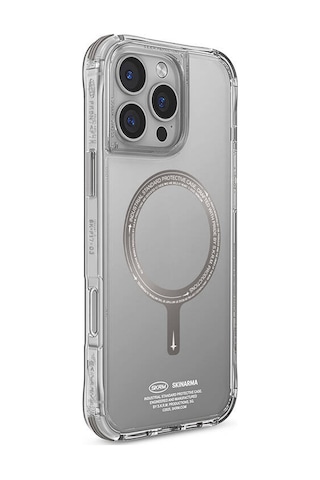 Apple iPhone 16 Pro Skinarma Saido Prime Kılıf Magsafe Şarj Özellikli Şeffaf Airbag Tasarımlı Titanyum