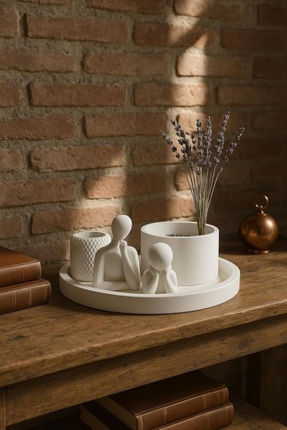 Modern Beyaz Dekoratif Set 5 Parçalı Minimalist Tasarım Genel