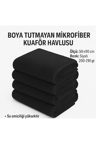 Boya Tutmayan Mikrofiber Kuaför Havlusu Siyah