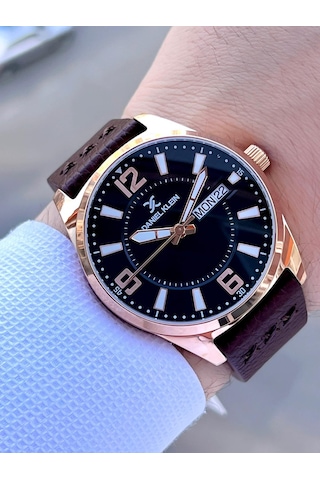 Daniel Klein Deri Kordon 3 Atm Suya Dayanıklı Nişan Ve Damat İçin Erkek Kol Saati Edk.13668-6 Rose Gold