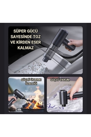 Polham 130w 20.000pa 7800mah Şarjlı Profesyonel Araç Süpürgesi, Led Işıklı Oto Süpürge Ve Üfleme Makinası