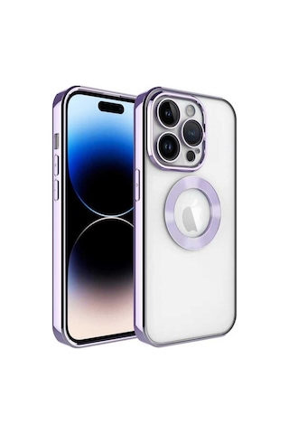 Apple Uyumlu iPhone 11 Pro Max Kılıf Kamera Korumalı Logo Gösteren Zore Omega Kapak Lila