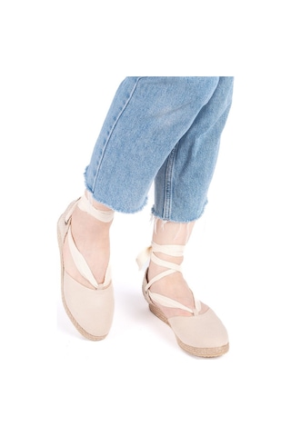 Star Tombis Gerçek Elişi Ipli Düz Topuk Keten Espadril Handmade Bej