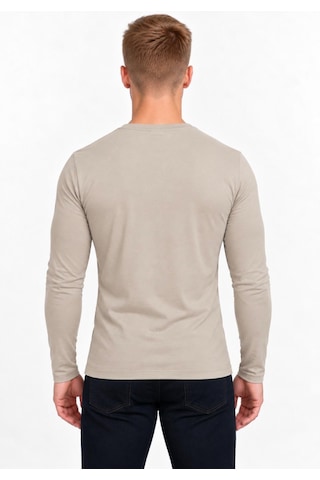 Axxel Erkek Bej Pamuklu Likralı Süprem Uzun Kollu T-shirt-d236