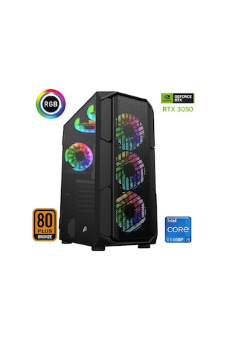 Xaser XSR653 i5-11400F 16 GB 512 GB M.2 NVMe SSD 6 GB RTX3050 24" Free Dos Masaüstü Oyuncu Bilgisayarı