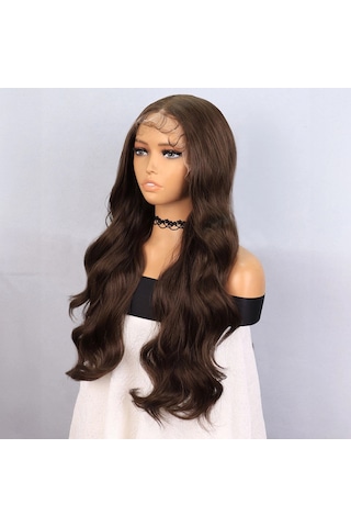 Koyu Kumral Fiber Sen Front Lace Tül Peruk