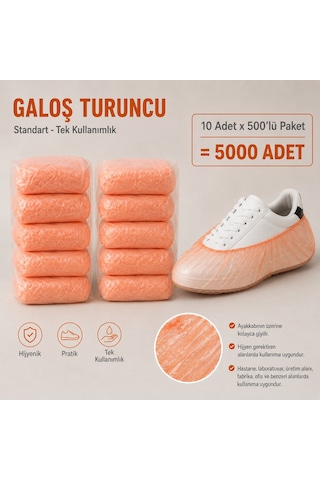 Galoş Turuncu Standart Tek Kullanımlık 10 Paket X 500 Lü Paket 5000 Adet