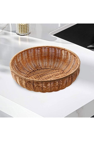 Suntek Rattan Ekmek Sepeti Taklit Dokuma Sepet Çok Amaçlı 20cmx6.5cm Diğer