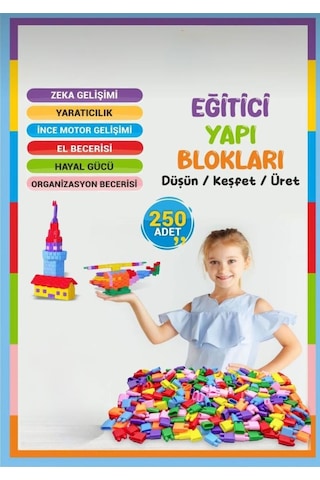 250 Parçalı Saklama Kutulu Renkli Bloklu Eğlenceli Sayısız Kombinasyonlu Eğitici Yapı Oyuncak Seti