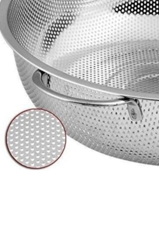 Metal Kulplu Paslanmaz Çelik Süzgeç 26 Cm Makarna - Pirinç - Bulgur Krom
