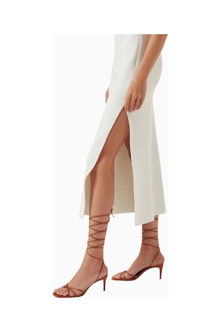 Schutz Lace-up Wrap Metalik Deri Bağlamalı Modern Şık Sandalet, Ayarlanabilir Bağcıklı Tasarım Kahverengi