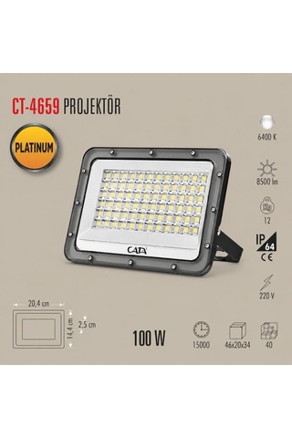 Lexroo 100w Slim Led Projektör Cata Ct-4659b - Beyaz Işık 6400k