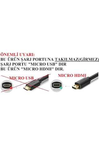 Micro Hdmı To Hdmı Dönüştürücü Adaptör Tablet, Kamera, Laptop, Tv Uyumlu