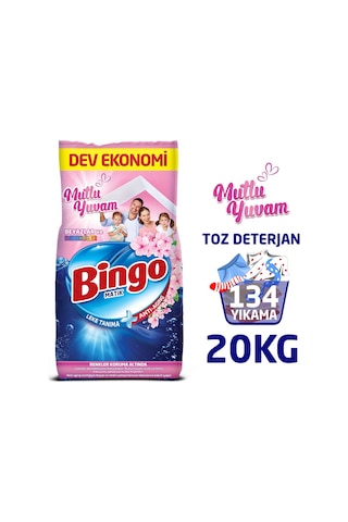 Bingo Matik Mutlu Yuvam Renkliler ve Beyazlar için Toz Çamaşır Deterjanı 2 x 10 KG