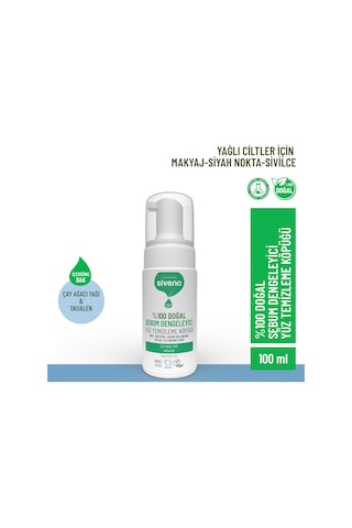 Siveno %100 Doğal Yüz Temizleme Köpüğü Yağlı Ciltler İçin Makyaj Siyah Nokta Sivilce Vegan 100 ML