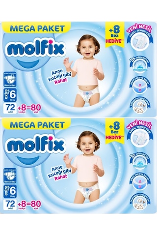 Molfix Bebek Bezi Beden:6 15+kg Extra Large 160 Adet Mega 6 Numara