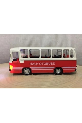 Oyuncak Işıklı Sesli 1/36 Çek Bırak Kırmızı Halk Otobüsü