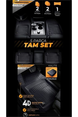 Fordotosan Mondeo 2007-2014 Araca Uyumlu Platinyum Siyah 4d Havuzlu Oto Paspas Takımı
