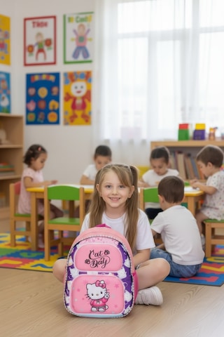 Kız Çocuk Hello Kitty Temalı Anaokulu Sırt Çantası Sevimli Tasarım, Su Geçirmez Ve Hafif Yeni Sezon Pembe