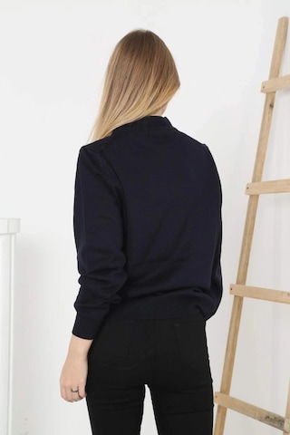 Kadın Yarım Boğaz Triko Kazak Yumuşak Dokulu Pamuklu İnce Dokuma, Uzun Kollu Rahat Regular Kalıp - S Siyah