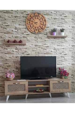 Mobilya Sepeti (Ms 50) Tv Ünitesi Dolabı,Raflı,Seperatörlü Meşe