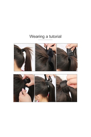 Cbtx 18m22 Görünmez Dikişsiz Bandaj Tarzı Peruk Uzun Düz Saç Peruk At Kuyruğu