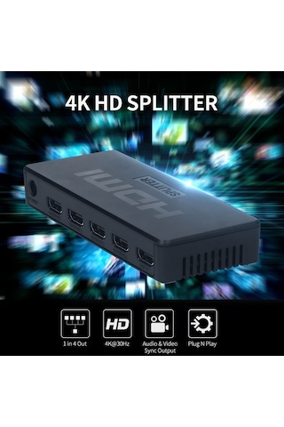 4k 30hz Hdmı Dağıtıcı - 1 Giriş 4 Çıkış, Ses Ve Video Senkronizasyonu, Kolay Kurulum