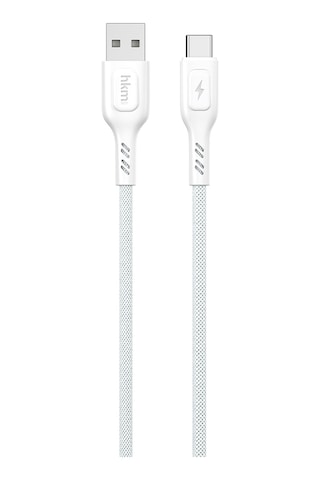 Knit 2A Çıkış Usb-A To Type-C Şarj Ve Data Aktarım Kablosu Örgü Tasarım 1 Metre Beyaz