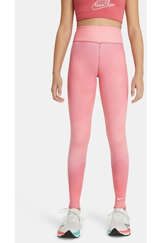 Nike One Girls Printed Dri Fit High Rise Leggings Pink Yüksek Belli Çocuk Taytı Pembe