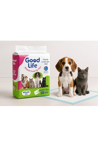Good Life Hijyenik Tuvalet Eğitim Pedi 60x90 Cm Süper Emici Köpek & Kedi Eğitim Pedi 30 Adet