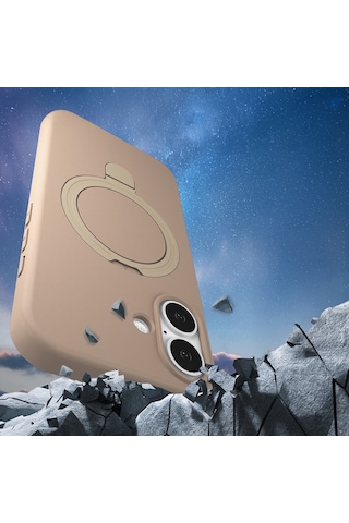 Apple Uyumlu iPhone 17 Pro Max Kılıf M-safe Şarj Özellikli Standlı Zore Samara Kapak Turuncu