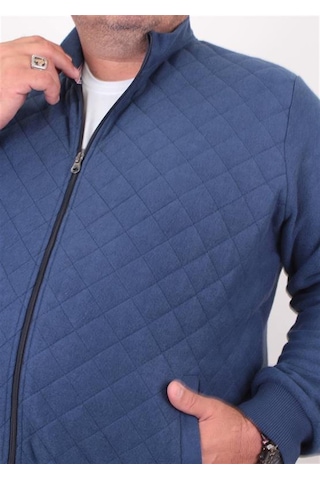 Starbattal Büyük Beden Fermuarlı Hırka Diamond 23281 Marin-Marin Lacivert