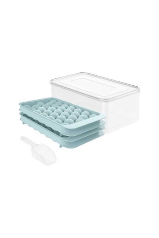 Besthome1 33 Hücre Yuvarlak Buzluk - 2 Katlı, Kapaklı, Mavi - Evde Kullanım Kolay Çok Renkli