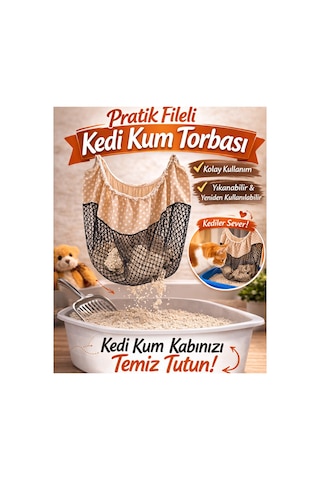 Pratik Fileli Kedi Tuvalet Torbası 3"lü