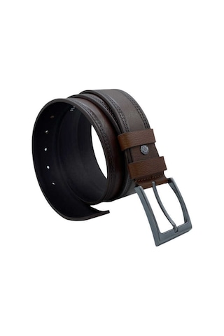 Süzer Deri 4 Cm. Spor Hakiki Deri Dikişli Kemer Kahverengi Kahverengi