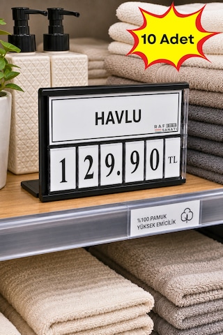 10 Adet - Fiyat Kasetlik Manav Kasap Şarküteri Etiketi Rakamlı Fiyatlık Ayaklı Küçük Boy 77x62 Mm Siyah