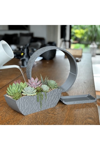 Vaveni 3d Baskı Self-watering Planter - Kendi Kendini Sulayan Saksı-gri Arz