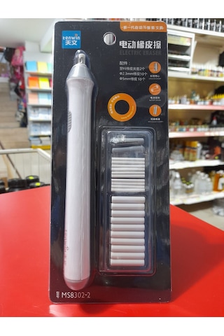 Tenwin Pilli Mekanik Silgi Beyaz Gövde İki Farklı Uçlu Set