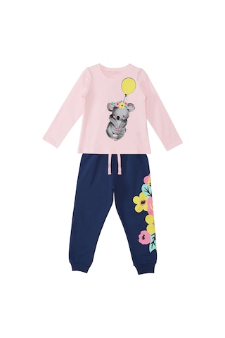 Denokids Mshb&g Balonlu Koala Kız Çocuk T-shirt Pantolon Takım Renkli Çok Renkli