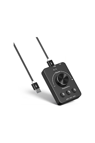 Springsun Usb Ses Kontrol Cihazı: Bt 5.1 Verici, Usb Çalar, Dış Ses Kartı, 3.5mm Çift Kulaklık, Type-c, Siyah