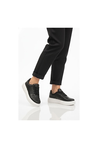 Ayk's Siyah Beyaz Bağcıklı Cilt Hafif Unisex Sneaker Aper 049 G Siyah-beyaz