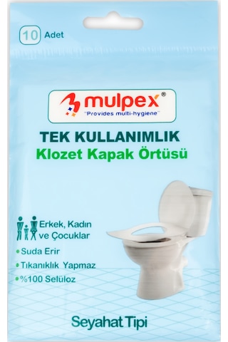 Mulpex Tek Kullanımlık Suda Çözünür Klozet Kapak Örtüsü 2 x 10'lu